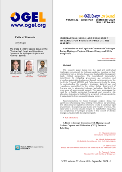 OGEL 3 (2024 - Contractual, Legal, and Regulatory Dynamics for Hydrogen Projects and Markets